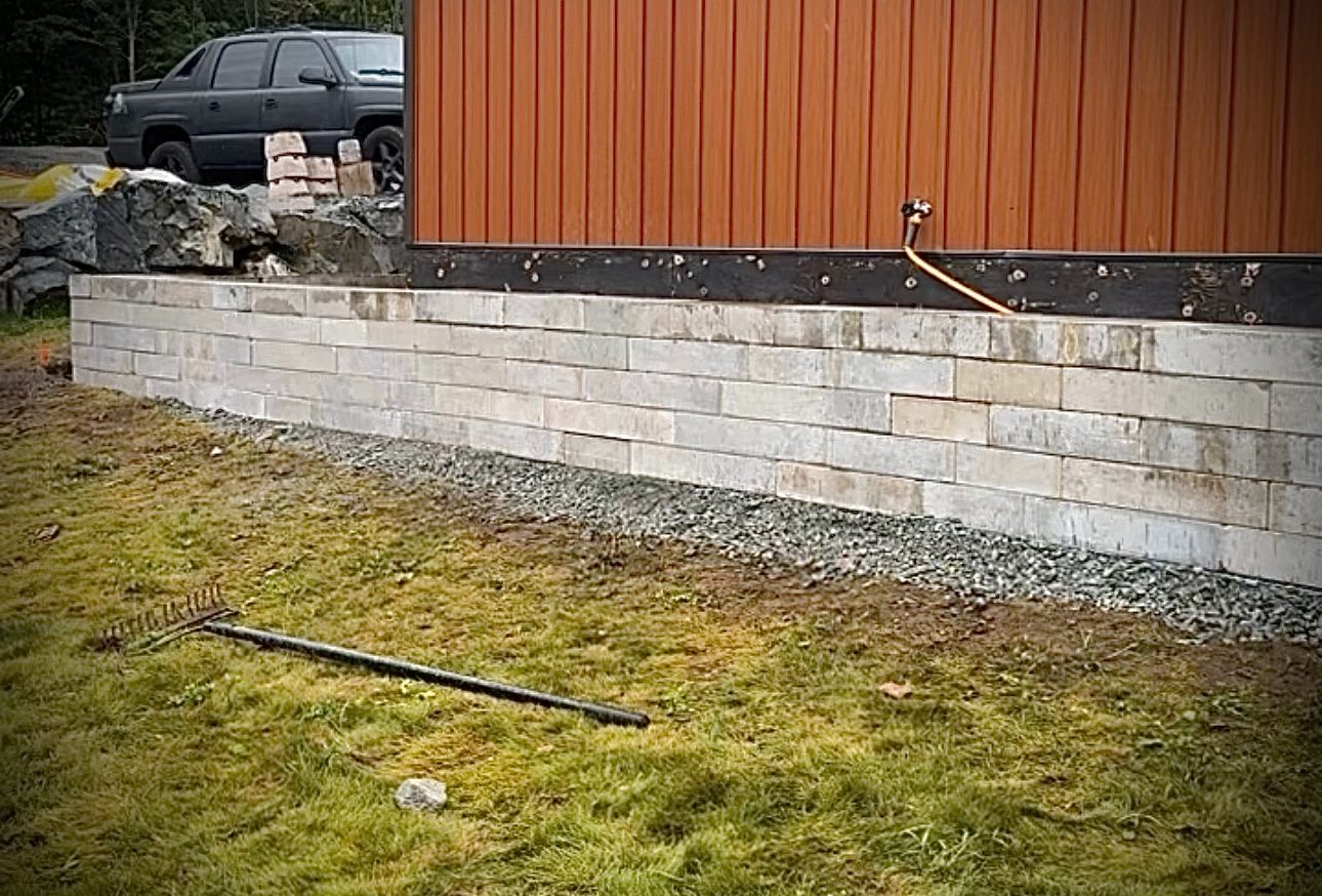 Paver patio installation in progress